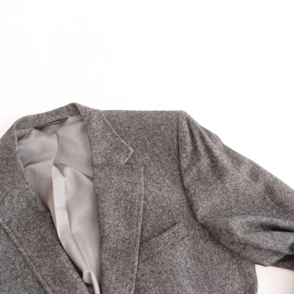 Vintage '90s Jacobson's Grey Tweed Double Button 100% Camel Hair Blazer 42R - Picture 10 of 16